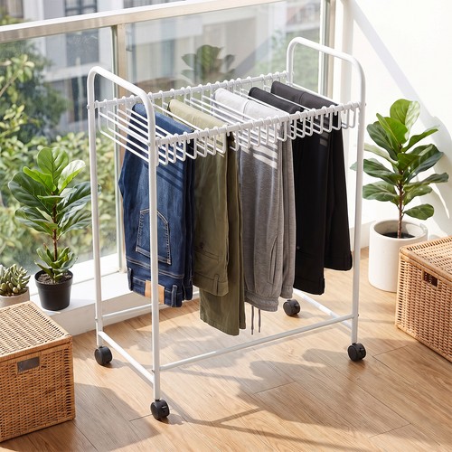 Rolling pants rack stand - pants,