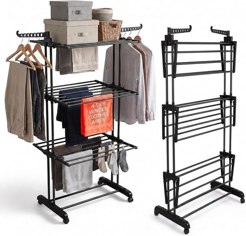 Tier foldable clothes airer - clothes,