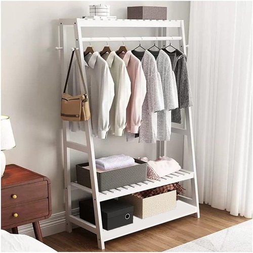 Portable white clothes - clothes, rack